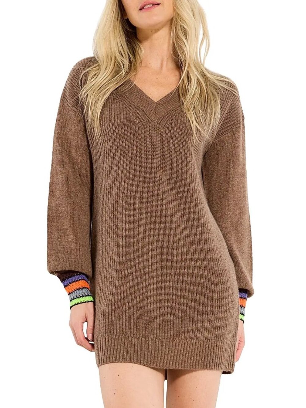 Lisa Todd Size XS The Fling Dress Cashmere Mini Sweaterdress Mocha Ribbed